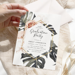 Invitation Boho Tropical Floral Graduation Party