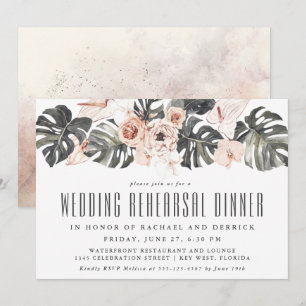 Invitation Boho Tropical Floral Mariage Dîner de répétition