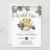 Boho Tropical Lion Cub Boy Wild Un Anniversaire