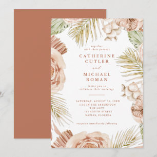 Invitation Boho Tropical Rose Mariage