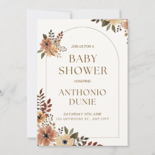 Invitation boho Turquoise Automne Automne Floral Girl Baby sh