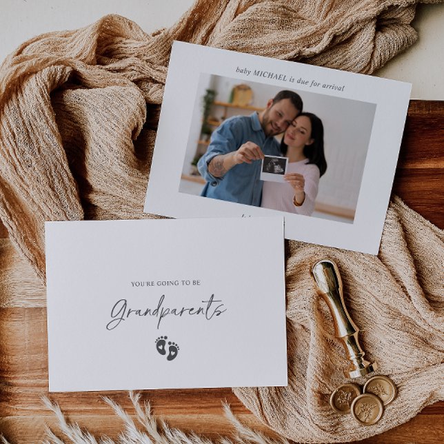 Invitation Boho Ultrasound Photo Pregnancy Announcement Card (Créateur téléchargé)
