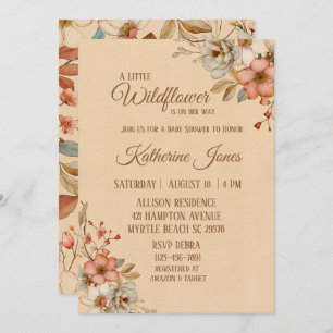 Invitation Boho Un Petit Baby shower De Fille Fleur sauvage