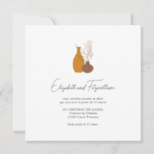 Invitation Boho Vases Minimalistes Réception de mariage