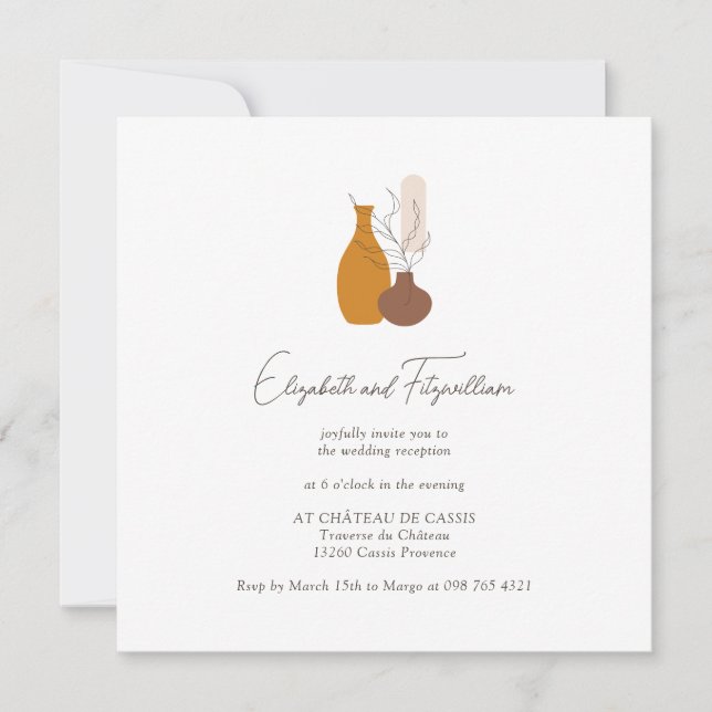 Invitation Boho Vases Minimalistes Réception de mariage (Devant)