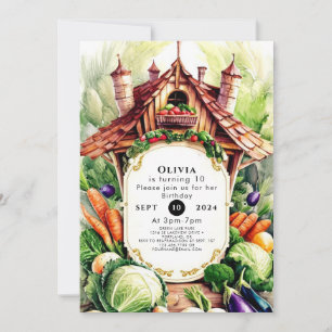 Invitation Boho Vegetables Farmers Market Anniversaire