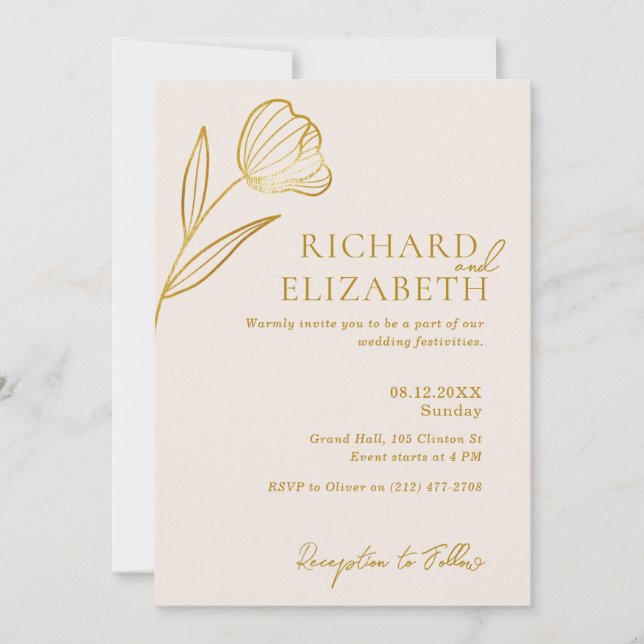 Invitation Boho végétal Mariage minimal (Devant)