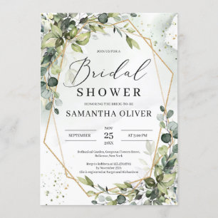 Invitation Boho verdure feuillage or cadre Fête des mariées