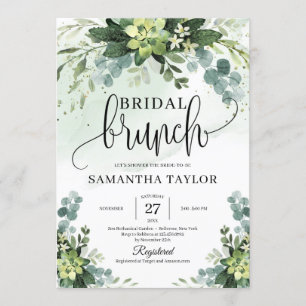 Invitation Boho verdure succulent feuillage brunch nuptial
