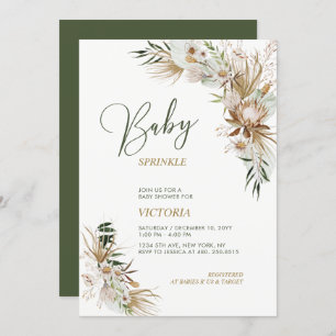 Invitation Boho vert et or Botanical Baby Sprinkle