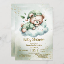 Boho Vert Sleeping Teddy Bear mignon Baby shower
