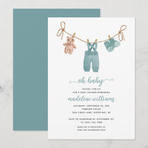 Invitation BOHO Vêtements bébé garçon Oh Baby shower Invitati