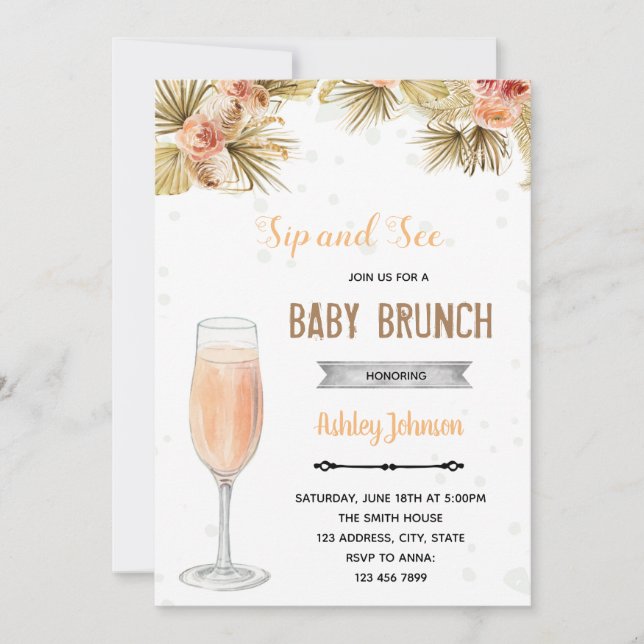 Invitation Boho voir sip and brunch party (Devant)