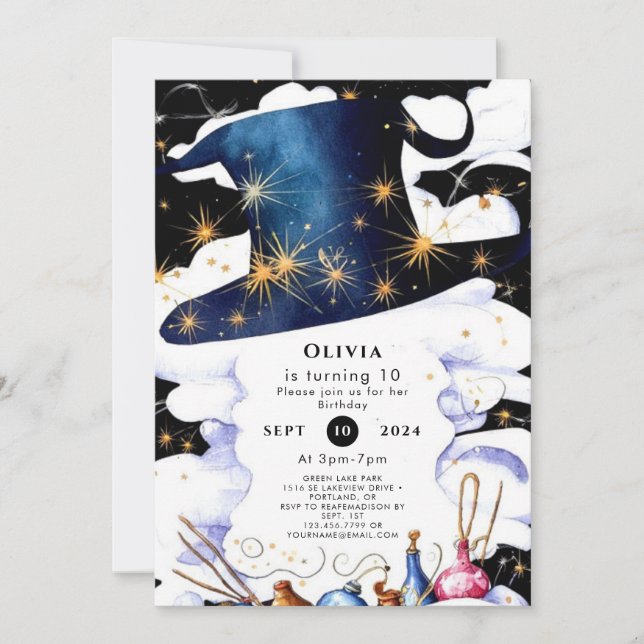 Invitation Boho Wand Magic Wizard Anniversaire (Devant)