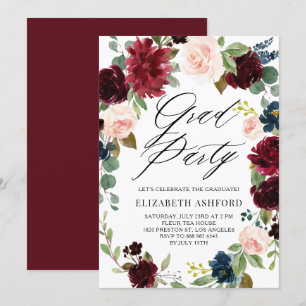 Invitation Boho Watercolor Automne Wreath Graduation Party