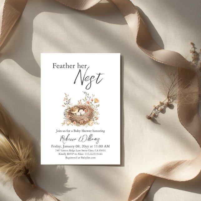 Invitation Boho Watercolor Bird Nest Baby Shower (Créateur téléchargé)