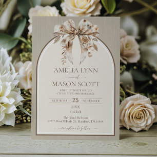 Invitation Boho Watercolor Bow Mariage