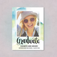 Boho Watercolor Calligraphy Photo Graduation