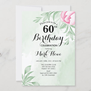 Invitation Boho Watercolor Eucalyptus Feuilles 60e anniversai
