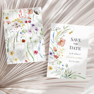 Invitation Boho Watercolor Fleurs sauvages Enregistrer La Car