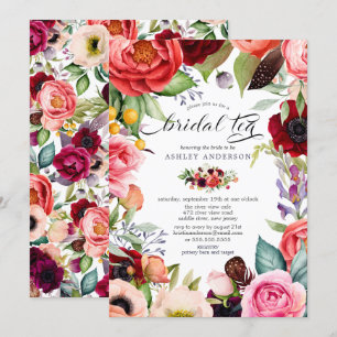 Invitation Boho Watercolor Floral Bridal Tea