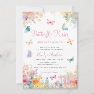 Invitation Boho Watercolor Floral Butterfly Girl Baby shower