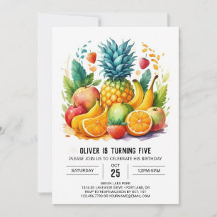 Invitation Boho Watercolor Fruits en ligne Anniversaire
