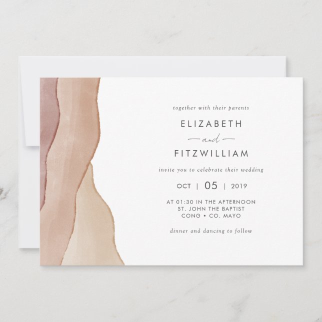 Invitation Boho Watercolor Mariage Abstrait (Devant)