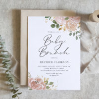 Boho Watercolor Mauve Peach Flowers Baby Brunch