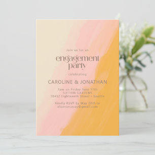 Invitation Boho Watercolor Pink Yellow Engagement Party