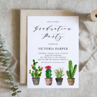 Boho Watercolor Poted Cactus Graduation Party