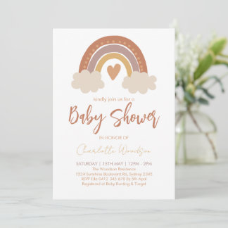 Invitation Boho Watercolor Rainbow Baby Shower
