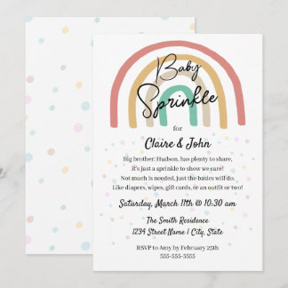Invitation Boho Watercolor Rainbow Baby Sprinkle