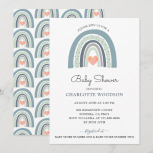Invitation Boho Watercolor Rainbow Boy Baby shower
