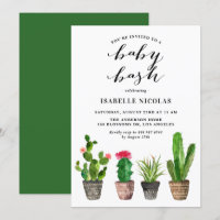 Boho Watercolor Succulents Baby shower d'été Bash