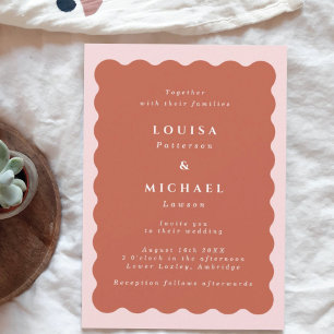 Invitation Boho Wavy Border Terracotta & Blush Mariage