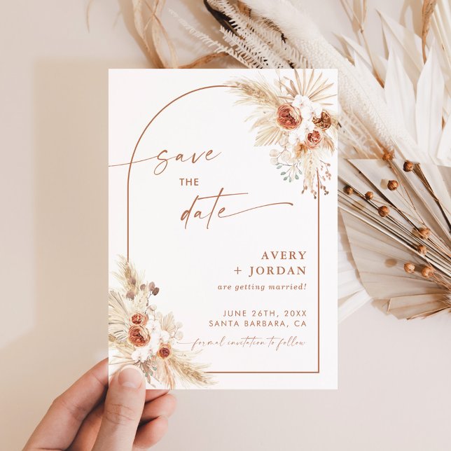 Invitation Boho Wedding Enregistrer l'Invitation de date | Pa (Créateur téléchargé)