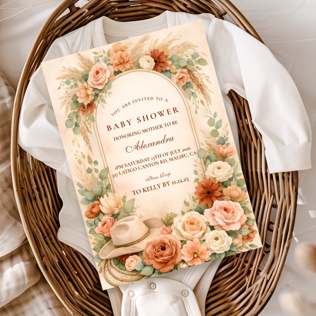 Invitation Boho Western Floral Baby Shower (Créateur téléchargé)