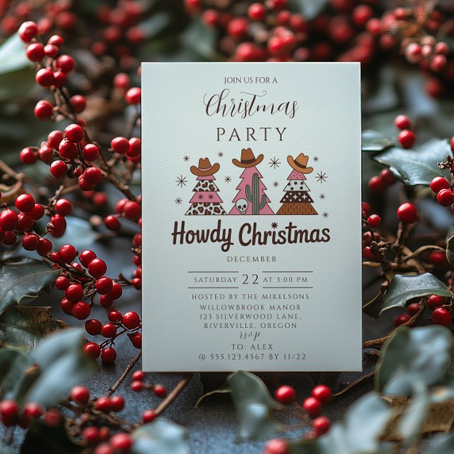 Invitation Boho Western Pink Cowgirl Christmas (Créateur téléchargé)