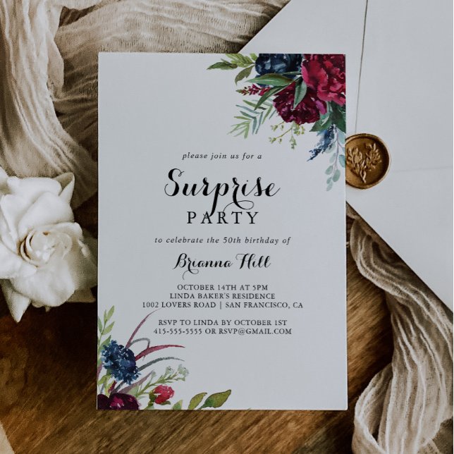 Invitation Boho Whimsical de luxe Floral Surprise Party (Créateur téléchargé)