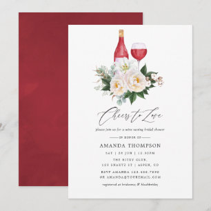 Invitation Boho White Floral Vin Dégustation Fête des mariées