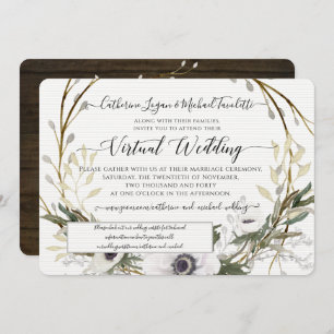 Invitation BOHO White Floral Wreath Rustique Mariage virtuel