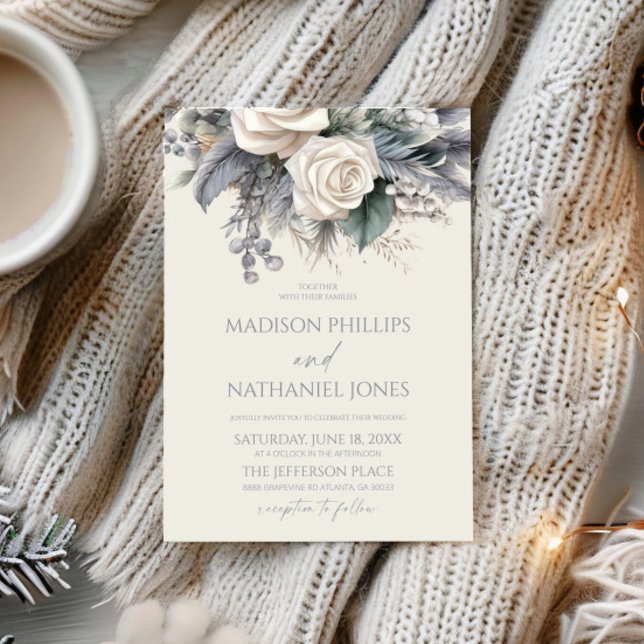 Invitation Boho White Rose Floral Mariage Jardin (Créateur téléchargé)