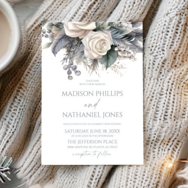 Invitation Boho White Rose Floral Mariage Jardin (Créateur téléchargé)