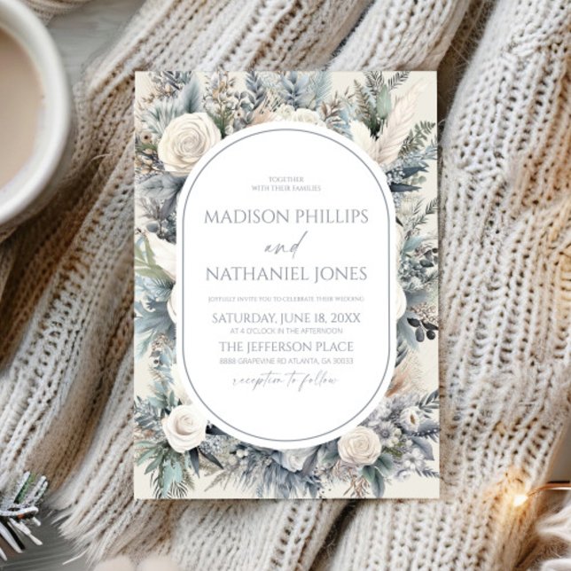 Invitation Boho White Rose Floral Mariage Jardin (Créateur téléchargé)