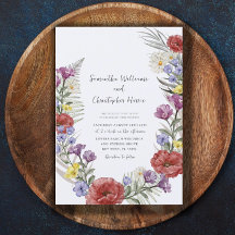 Boho Wild Flower Wreath Watercolor Mariage