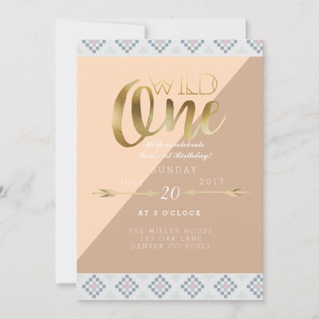 Invitation Boho Wild One | Première fête d'anniversaire (Devant)