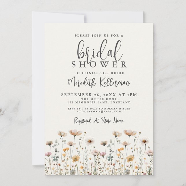 Invitation Boho Wildflower Bridal Shower (Devant)