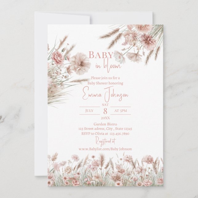 Invitation Boho Wildflower Girl Invite (Devant)