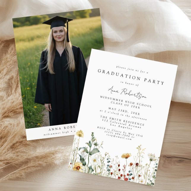 Invitation Boho Wildflower Graduation Party Photo (Créateur téléchargé)